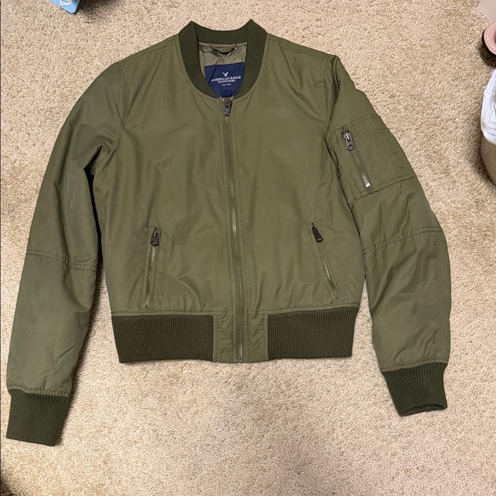 American Eagle Outfitters Khaki Green Bomber Jacket Medium